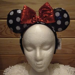 Black and White Minnie Mouse Ear Headband